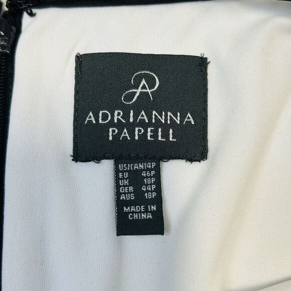 Adrianna Papell Dress Size 14 Petite Black And White Sleeveless A Line Party - Picture 6 of 13